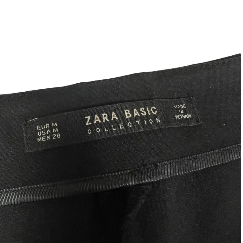 Zara‎ Basic Pants Slim Leg Black Faux Pockets Zip Detail Women's Medium